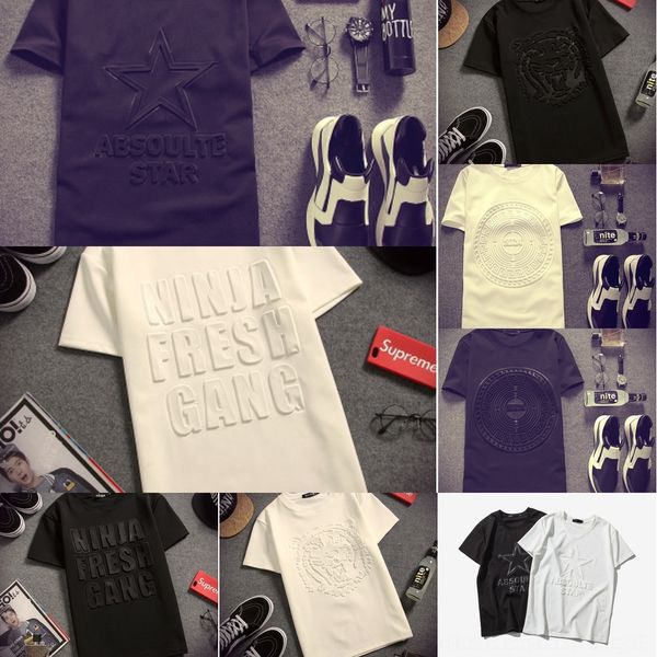 

uet0m new summer men's three-dimensional t-shirt tee large fiber korean men's polyester size short sleeve t-shirt printed 6drot, Blue