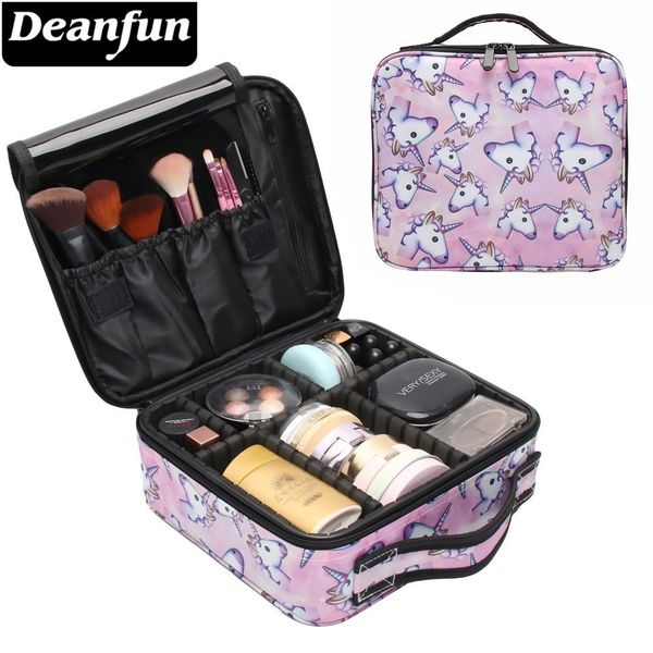 

deanfun unicorn makeup case multifunctional cosmetic bag travel organizer train cases with adjustable dividers t200106