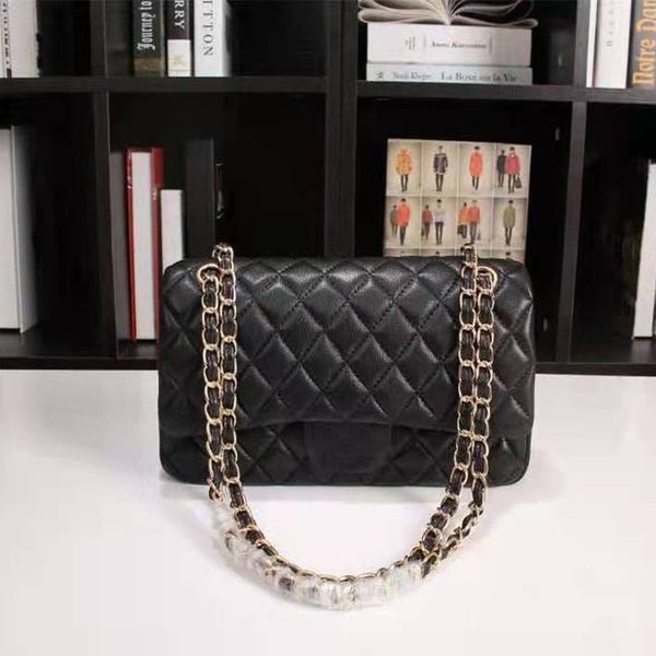 

sheepskin shoulder bag chain handbags crossbody purse lady genuine leather classic tote bag quality quilted women messenger bag 25.5 cm