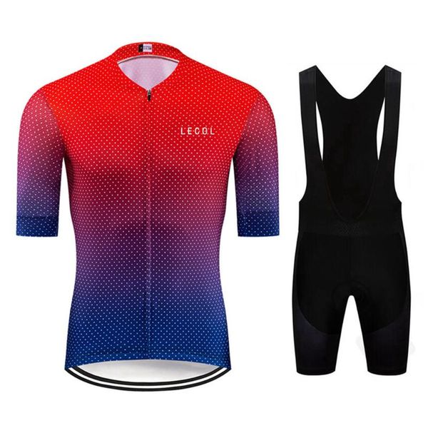 

lecol 2020 cycling jersey set summer mountain bike clothing pro bicycle cycling jersey sportswear suit maillot ropa ciclismo, Black;blue
