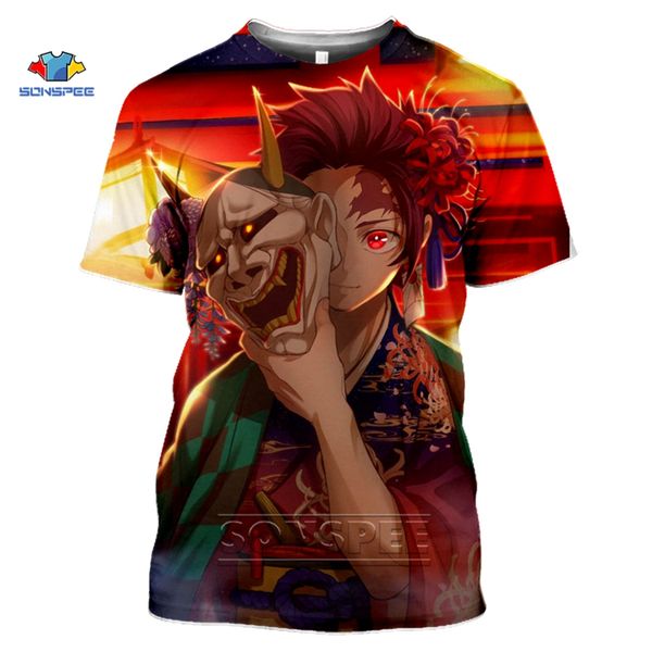 

sumer anime demon slayer: kimetsu no yaiba 3d print shirts comics funny oversized men clothing