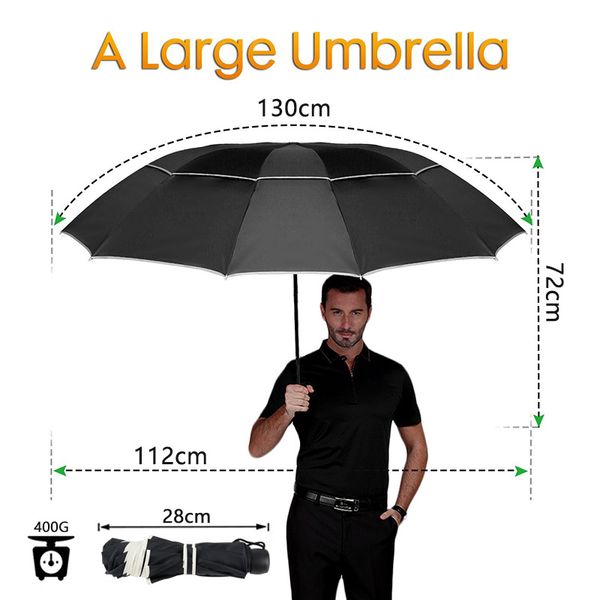 

double golf umbrella rain women windproof 3floding large male women umbrella non-automatic business umbrella for men paraguas