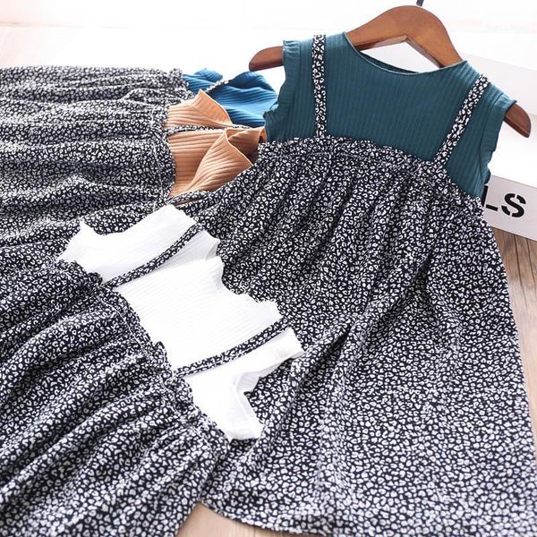 

2020 summer girls floral sleeveless dress wholesale children's clothing1, Red;yellow