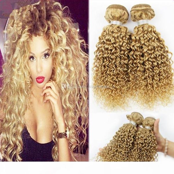 

3pcs lot curly blonde hair extensions brazilian honey blonde human hair weft deep curly brazilian blonde hair weave bundles ing, Black