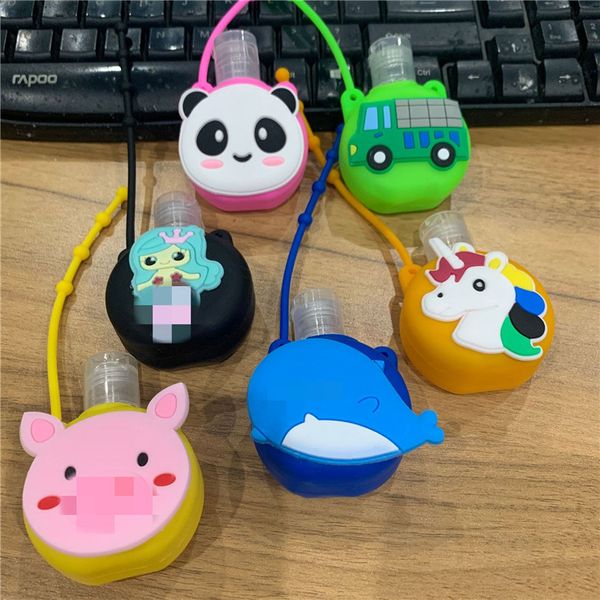 

30ml hand sanitizer bottle bag cover cartoon silicone bottle case hand sanitizer keychain holder sleeve mini empty bottles protector e92105, Blue