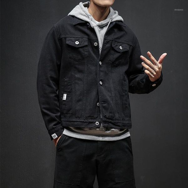 

yasuguoji new 2021 japan style vintage casual jeans men jacket fashion loose mens denim jacket cargo men safari1, Black;brown