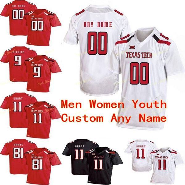 

custom texas tech college football jersey 88 ja'deion high 9 branden jackson ondre pipkins t.j. vasher 99 mychealon thomas youth stitch, Black