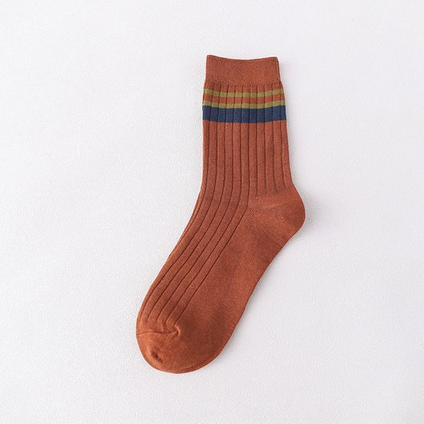 

new in and autumn and winter men's solid color horizontal bar korean version of medium tube men's socks students pile up socks bu0, Black