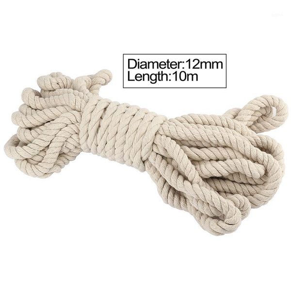 

12mm natural braided cotton rope with core handwork cotton cords all-purpose, Black;white