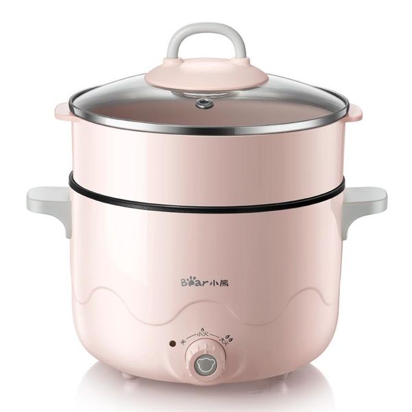 

electric skillets 220v 2.5l cooking pot multifunction mini non-stick multi cooker steamer white/pink color