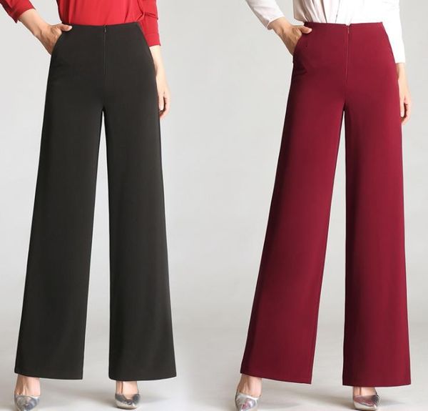 

new leg-wide high-waisted women down suit feel big pants tdw5, Black;white