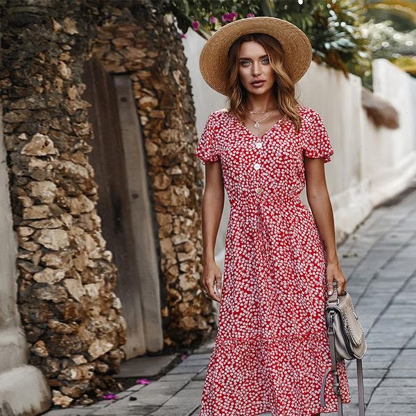

single breasted floral dress women v neck butterfly sleeve slim dress new casual women spring summer dress office lady, Black;gray
