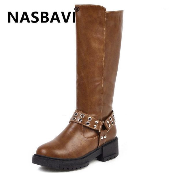 

boots 2021 fashion europe and america size 34-40 women long zip metal decoration retro knee high warm winter1, Black