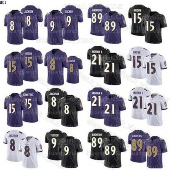 

baltimore ravens 8 lamar jackson 9 justin tucker mark andrews jersey 15 marquise brown 21 mark ingram ii 44 marlon humphrey, Black;red