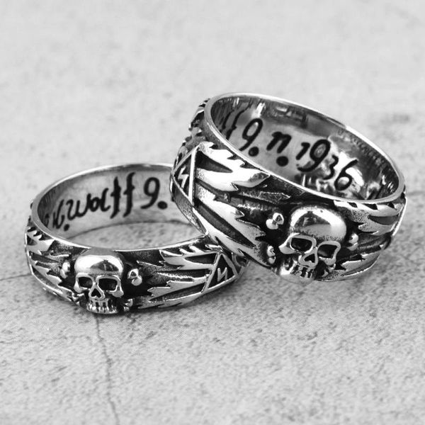 

cluster rings stainless steel men domineering skull devil punk gothic hiphop simple for biker male boy jewelry creativity gift wholesale, Golden;silver