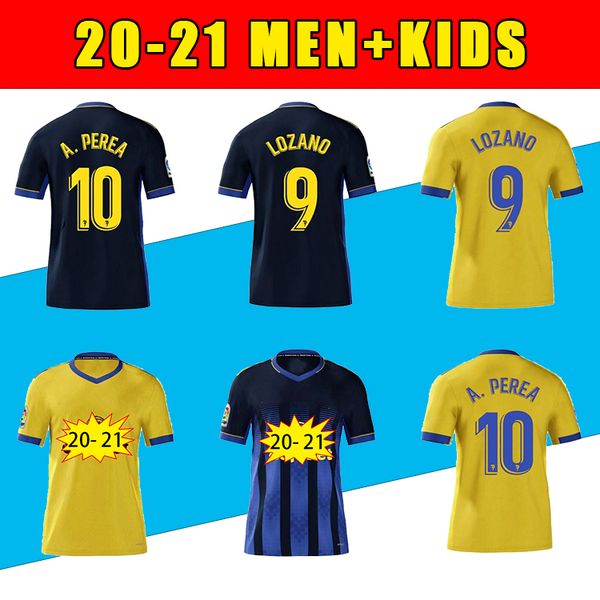 

2020 cadiz soccer jerseys men +kids kit 20 21 cÃ¡diz cf alex lozano nano alejo mari perea salvi football shirts, Black;yellow