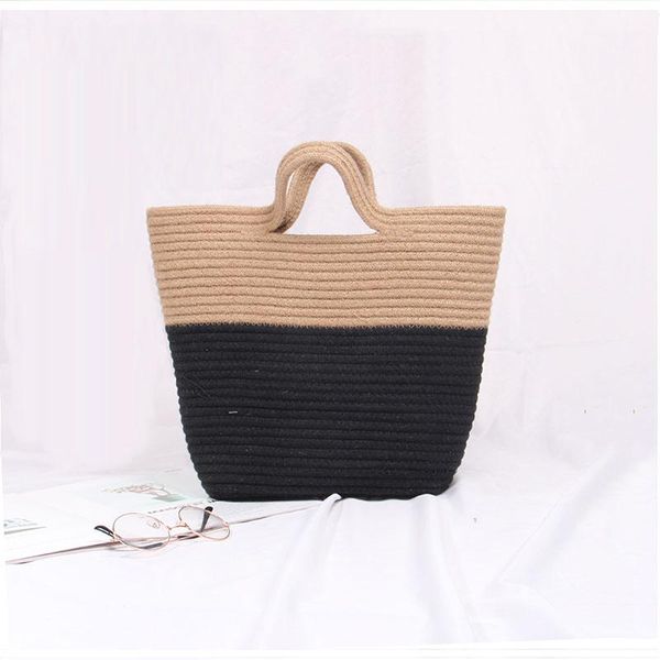 

handmade rattan weave round beach bag leather hand shoulder strap knit lady's handbag woman messenger bag khaki beige black tote