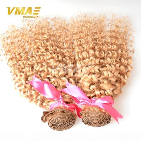 

brazilian blonde curly hair extensions honey blonde remy human hair weave 3pcs color 27 kinky curly blonde virgin hair, Black