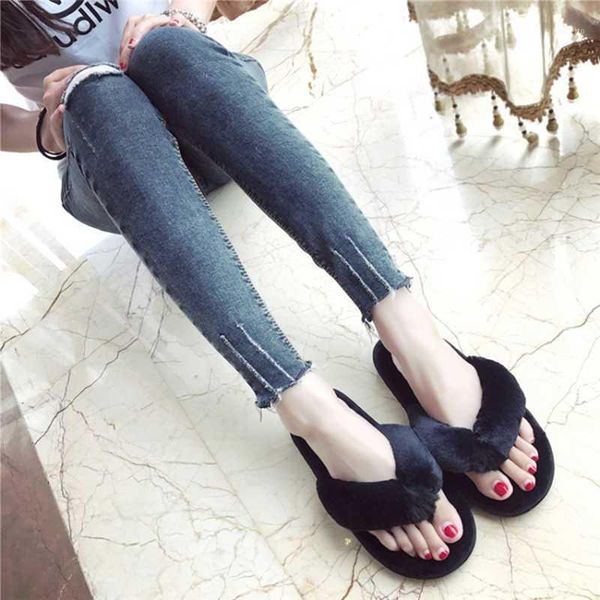 

couple slippers winter women flip flops home non-slip 2020 new autumn leisure flats shoes female flat shoes1, Black