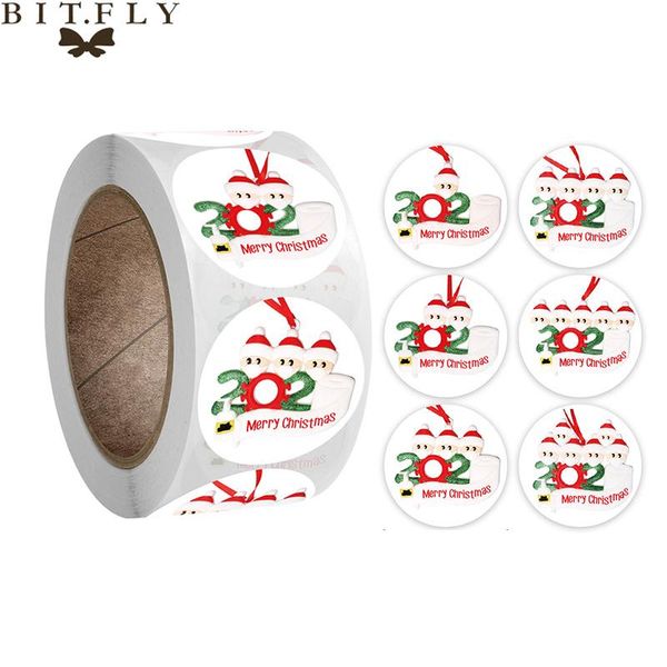

christmas decorations 500pcs/roll quarantine stickers merry decoration for home snowflake labels sticker xmas gifts seal package tags