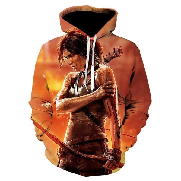 

2021 fashion mens womens sweatshirt design hoodie game pubg mobile tomb raider uncharted 3d print casual pullovers, Black