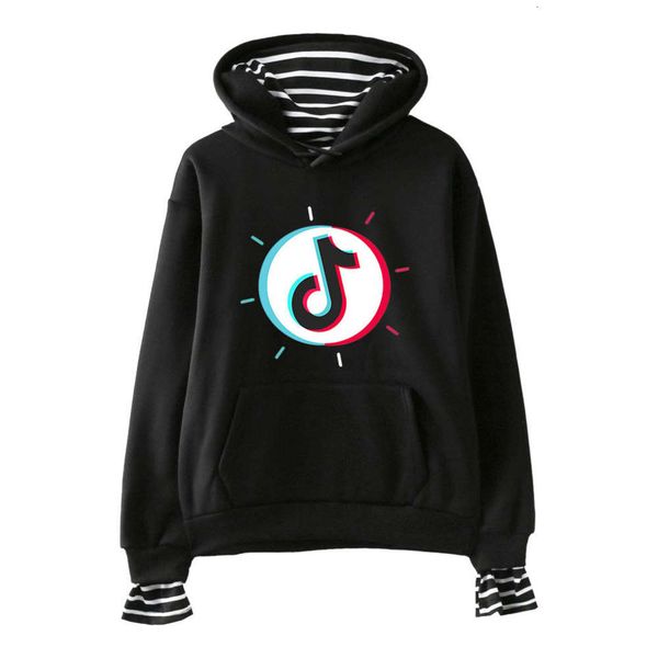

2019 new tiktok tiktok, big size, two fake hat sweater men and women, Black