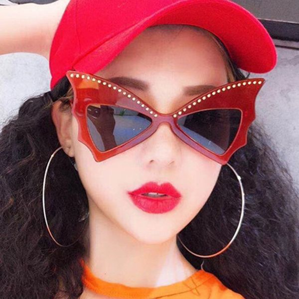 

sunglasses women bat sharp shades sun oversize rivet big frame sunglass personality dance party glasses