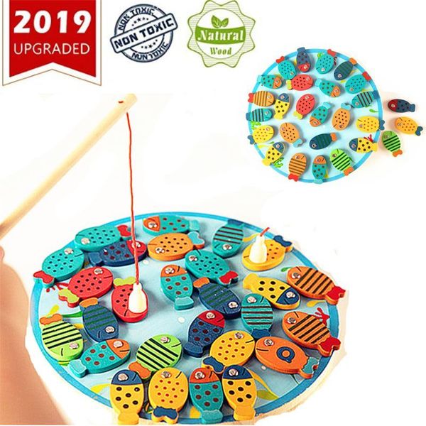 

magnetic wooden fishing game toy for toddlers - alphabet fish catching counting preschool board games toys for 2 3 4 year old gi 1018