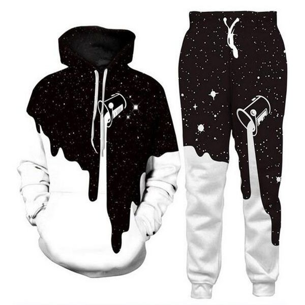 

space galaxy milk 3d all over печати спортивные hoodie / блузы + бегуны брюки костюм женщины мужчины, Gray