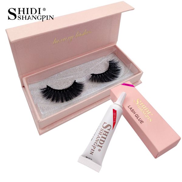 

hand made 3d mink lashes natural long mink eyelashes 1 box eyelashes, 1 pcs waterproof make up eye lash glue kit
