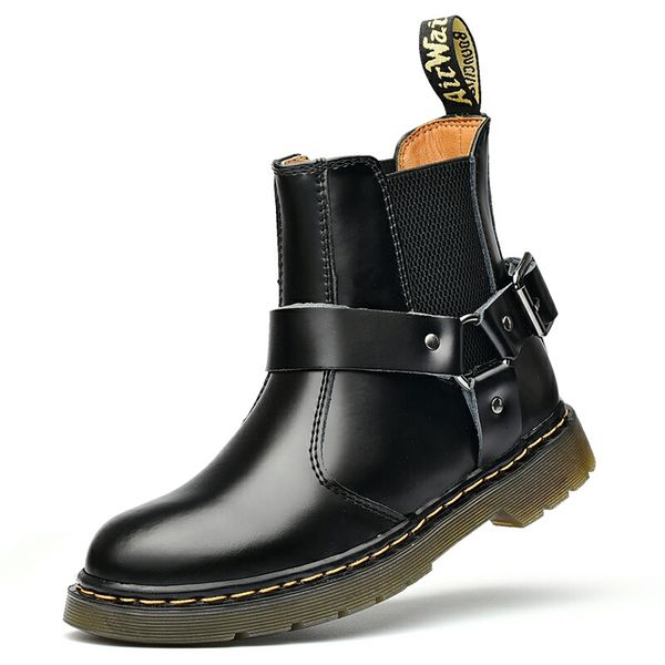 

европа и мод для мужчин соединенных штатов ых и кожи люкса оснастка martin любовники сапог женской в ​​дышащих пряжках рыцарских boots2, Black