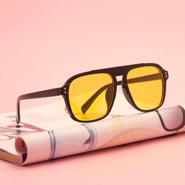 

vintage large box men's fashion sunglasses women's multi-color optional, White;black