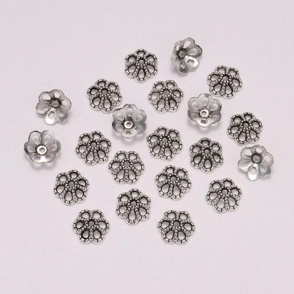 

50pcs lot 9mm bead caps for jewelry bead caps end receptacle hollow flower torus diy spaced apart jewelry making accessories h bbyycm, Silver