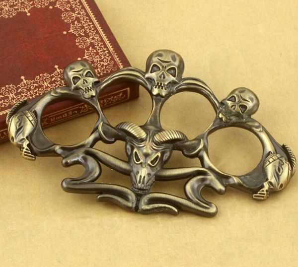

new skull brass knuckles holy spiritus mundus named iron dusters fist window breaker finger ring855