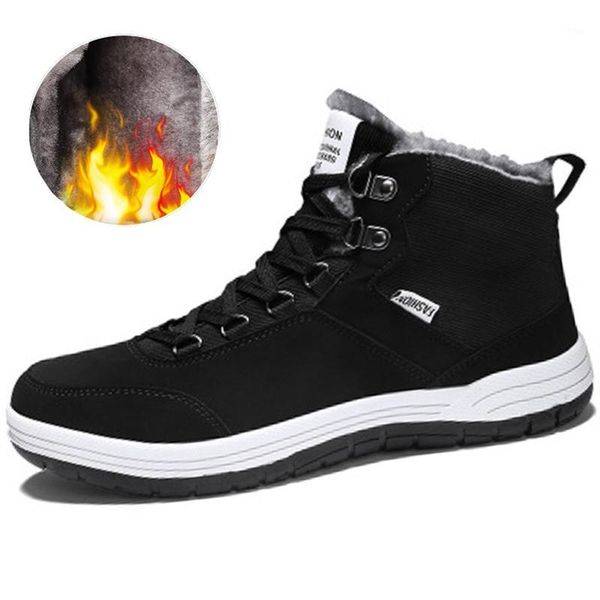 

boots large size 39-45 sneakers high-cotton shoes windproof warm plus velvet snow casual hiking indestructible men's boots1, Black