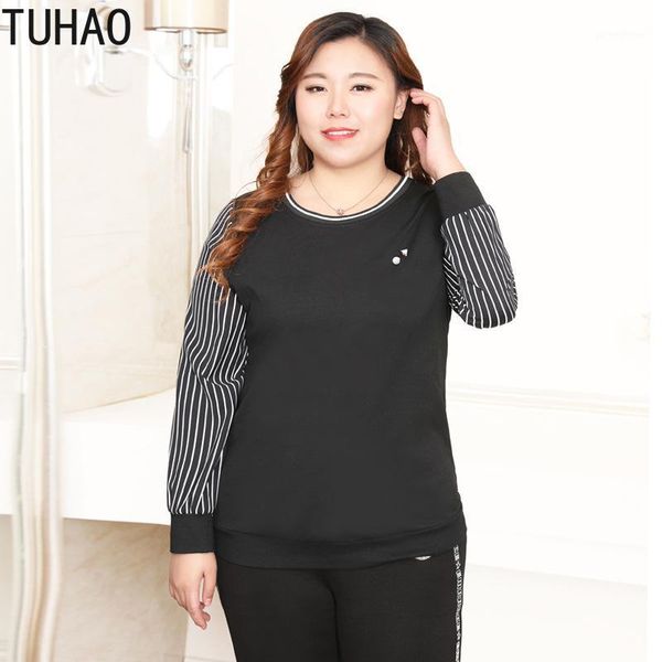 

tuhao elegant black office lady blouses striped sleeve shirt for woman 2020 spring large size 10xl 8xl women shirts wm131, White