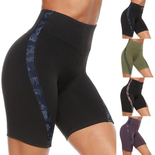 

yoga outfits seamless gym shorts fitness workout leggings women high waist leopard print sports #31, White;red