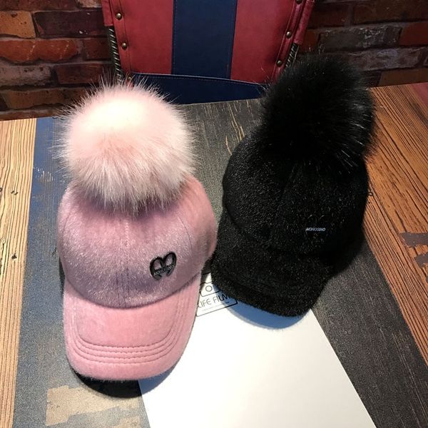 

fashion women girl's parent-child hat autumn winter cap fox fur ball cap snapback bone hip hop caps casquette suede baseball capq1228, Blue;gray