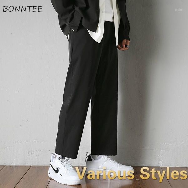 

men pants solid simple plus size 3xl loose chic korean style fashion elastic waist harajuku mens sweatpants leisure streetwear1, Black