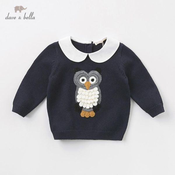 

db12325 dave bella autumn winter cute baby girls cartoon knitted sweater kids fashion pullover toddler boutique, Blue