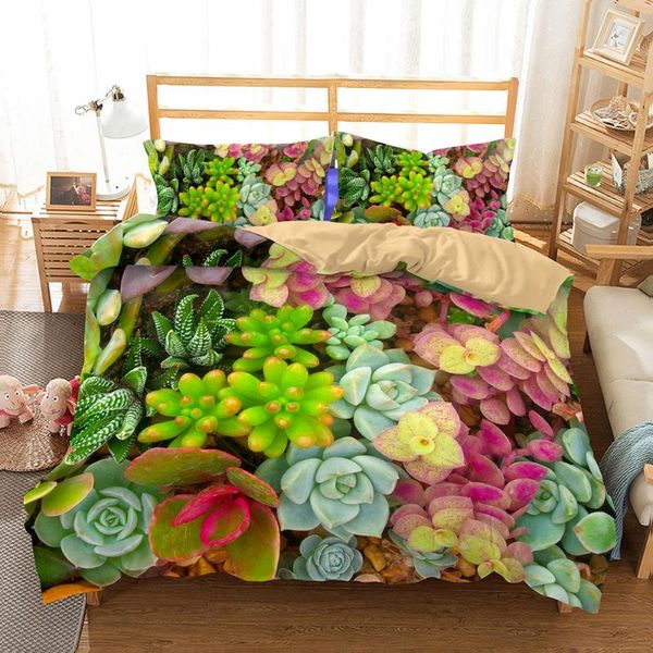 

home textile bedding set tropical plant succulent plants cactus kid bed cover set duvet cover pillowcases child bed 2/3pcs