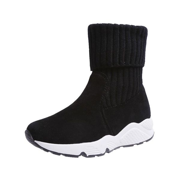 

boots women's autumn and winter knitted snow long short can be worn in fashion, Black