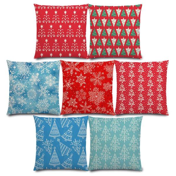 

new merry christmas day lovely fir trees gifts snowflake stars ornaments cute floral pattern cushion cover sofa pillow case