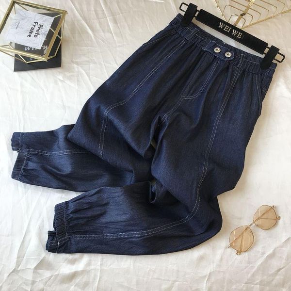 

new loose thin jeans for women 2020 summer high waist casual harem pants irregular jeans pants fashion denim trouser streetwear1, Blue