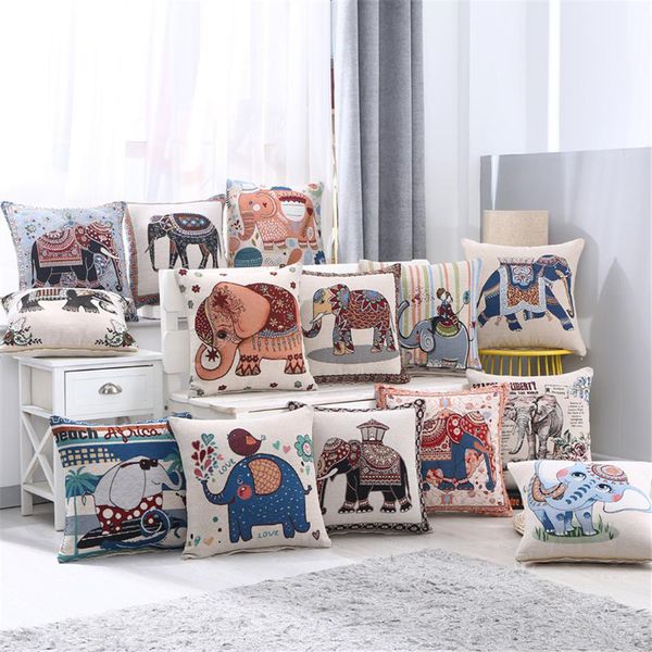 

2021 симпатичный мультфильм слон наволочка санта клаус печать окрашивание диван-кровать домашний декор подушки обложка спальня рождество под