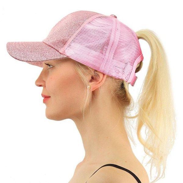 

2020 fashion women ponytail baseball hat for girl summer mesh breathable hole retro shiny sports adjustable visor cap sun hats h sqcvvu, Black;white