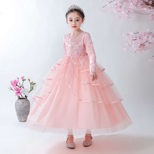 

winter girl's princs pompous autumn and 2020 new flower children's wedding evening drs jbyvbeeq, Red;yellow