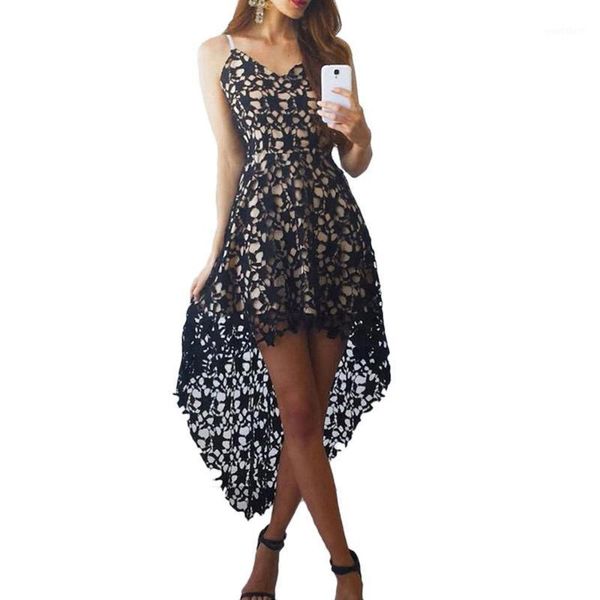 

clearance fashion summer women lace dress backless v-neck beach dresses sleeveless spaghetti white sundress1, Black;gray