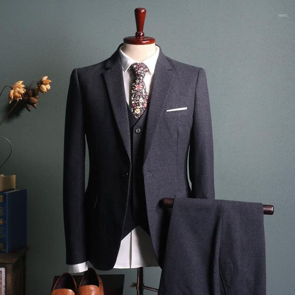 

luxury mens 3 pieces tuxedos vintage groomsmen wedding suit for men (jackets+vest+trousers) navy blue prom formal office suits1, White;black