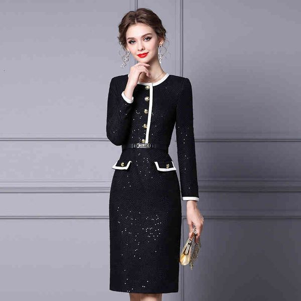 

Casual Dresses Zhili woolen dress autumn and winter Hepburn temperament small fragrance black thick bottomed long sleeved skirt JY1P, Black;gray